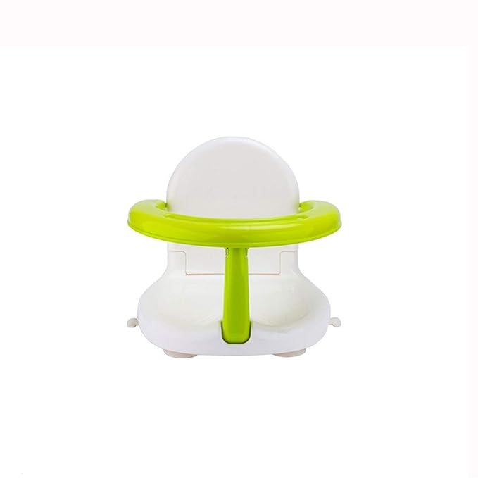 Foldable Non Slip Bath Seat - Baby Bathtub Chair for Sitting Up, Wrap-Around Seat with Suction Cups, 6-18 Months (White Green)