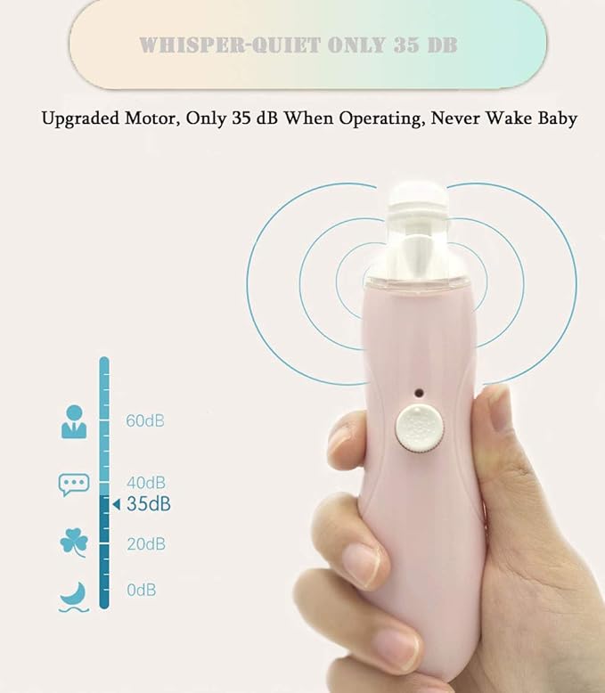 Rechargeable Baby Nail File, Fansidi Electric Baby Nail Trimmer for Newborn Infant or Toddler Toenail and Fingernail - Girls and Boys Accessory - Extra Replacement Pads Included (Pink)
