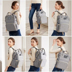 Diaper Bag with Changing Station,Baby Diaper Bag Backpack,7 in 1 Travel Diaper Bag,Baby Bag Mommy Bag With USB Charging Port (Grey)