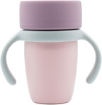 WeeSprout Baby Training Cup - Silicone Sippy Cup with Removable Handles for Weaning Off Bottle - Transition Spill-Proof Toddler Cups - No-Spill Design (Pink/Purple/Light Gray)
