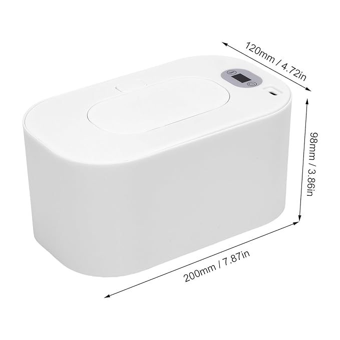 Baby Wipe Warmer, Portable USB Powered Baby Wet Wipes Dispenser Holder with Temperature Control, Paper Towel Heater for Home, Car, Travel (White)