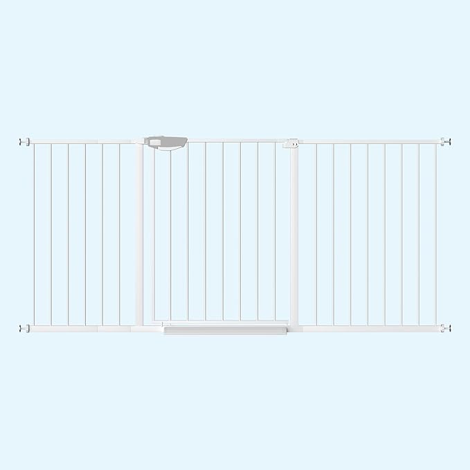 WAOWAO Triple Lock 77.17-84.65" Baby Gate Extra Wide Pressure Mounted Walk Through Swing Auto Close Safety Black Metal Dog Pet Puppy for Stairs,Doorways,Kitchen