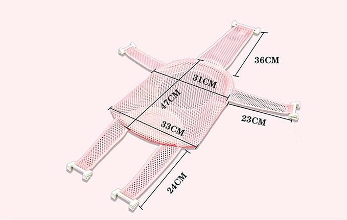 Breathable Mesh Newborn Baby Bath Mat Floating Foam Baby Tub Pillow Adjustable Non-Slip Bath Seat Pad Bath Cushion for Bathtub for 0-18 Months (Style 2-Blue(mesh)) (Pink)