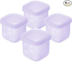 Olababy Clear Sense Silicone Storage Containers 4pk for Baby Food, Snacks, Formula, Puree, Sauce & More | Micro Plastic & BPA-Free | Daycare Essentials for Toddlers and Kids (Lilac, 4 oz / 120 ml)