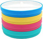 Elk and Friends Kids 7.8” Porcelain White Plates with Silicone Sleeves | Divided Plates | Suitable for Kids/Toddlers | Microwave & Dishwasher Safe | Non Slip | Snack Dishes…