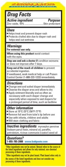 Boudreaux's Butt Paste Original Diaper Rash Cream, Ointment for Baby, 2 oz Tube (Pack of 6)
