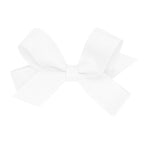 Wee Ones Girls' Plain Wrap Classic Grosgrain Hair Bows on a WeeStay No-Slip Hair Clip, Handmade, Tiny, White