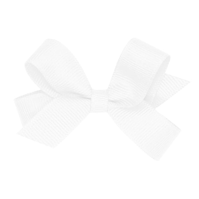 Wee Ones Girls' Plain Wrap Classic Grosgrain Hair Bows on a WeeStay No-Slip Hair Clip, Handmade, Tiny, White