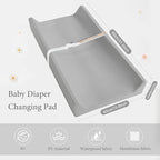 Baby Changing Pad, Waterproof & Wipeable Vegan Leather Diaper Changing Mat 31" x 16", Comfortable Soft Standard Size Infant Diaper Mat for Dresser and Table, Taupe (Grey)