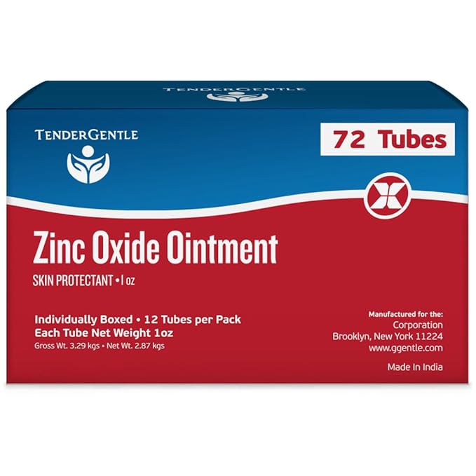 Zinc Oxide Ointment for Adults and Babies - 1 oz Diaper Rash Ointment, Case of 72 - Skin Protectant for Diaper Rashes, Cuts, and Burns