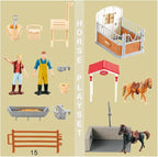 Peagrav Horse Stable Playset with Rider, Wash Area, Fence & Animal Figures - Gifts for Girls & Boys Aged 3-8
