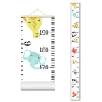 Cute Animals Growth Chart for Kids Baby Height Chart Ruler Removable Canvas Wooden Frame Hanging Wall Rulers Measurement Charts for Toddler Room Nursery Decor - 79"X7.9" with Beige Wood
