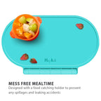 Silicone Placemat for Baby, Silicone Baby Toddlers Non-Slip Tablemats Stain Resistant Anti-Skid Reusable Dishwasher Safe Table Mats, Portable Food Mat Travel (Blue/Baby Blue)