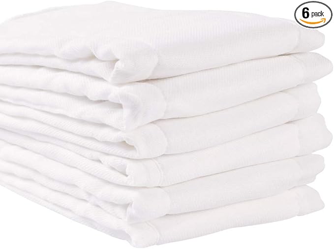 Fasoar Cotton Prefold Cloth Diapers - 100% Unbleached Premium Cotton, 6 Ply Baby Washable Diapers for Babies to Toddlers Multi-Use (10-35 lbs)(6ply 6 Count 01)