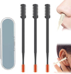 Nasal Hair Cutter, 2025 Upgraded 2 in 1 Nasal Hair Trimmer for Women Men, Manual 360° Rotating Nose Hair Remover Tool with Ear Digger Travel Essentials (Gray, 3 Pcs)