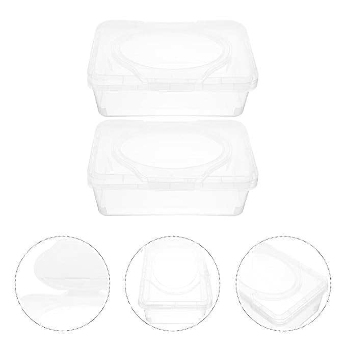 2Pcs Wipes Dispenser Case with Lid Wipes Holder for Tissue Storage Box Organizer Refillable Napkin Box for Home and Travel