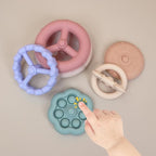 Baby Bear Teething & Stacking Toy Set - Teething Toys Silicone Teethers, Soft Baby Stacker Rings Teether, Learning Toy Gift for Boys and Girls 6+ Months (Beige)