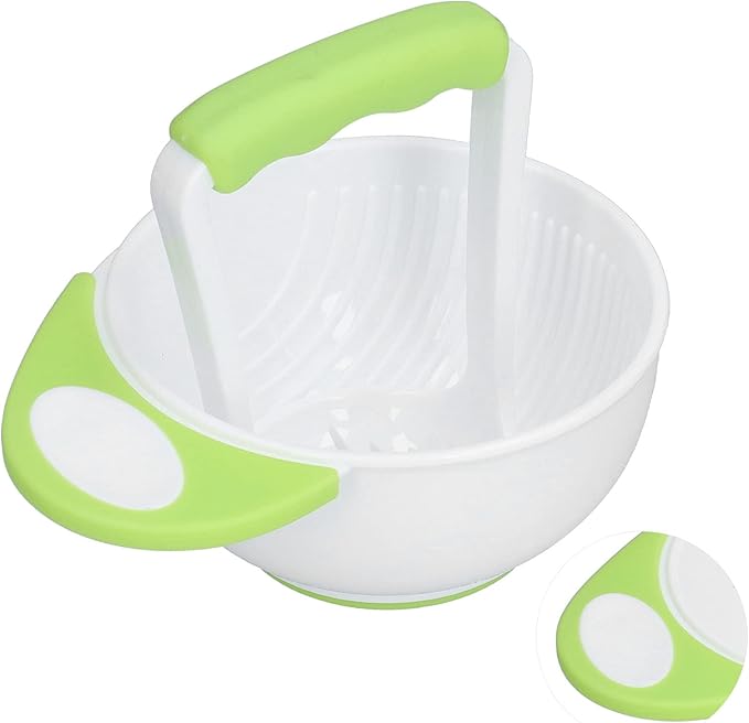 FTVOGUE Baby Food Mash Bowl Set - Long Handle, Easy to Use, Fruit & Vegetable Puree Maker - Green