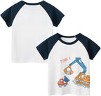 Boys' 4-Pack Excavator Short Sleeve Crewneck T-Shirts Top Tee Size 2-7 Years Toddler Boys' Value Pack Cotton T-Shirt