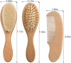 PandaEar Baby Hair Brush and Comb Set for Newborn| Natural Wooden Hairbrush with Soft Goat Bristles, Pear Wood Comb and Wooden Massage Brush for Infant, Toddler, Kids