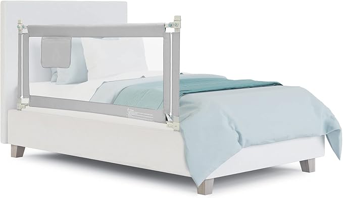 HONEY JOY Bed Rail for Toddlers, 57-in Extra Long, Portable Safety Bed Guardrail w/Side Pocket, Baby Bed Rail Guard, Fit King & Queen Full Twin Size Bed Mattress (57 INCH, Gray)