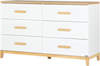 dadada LaLa 6 Drawer Dresser for Nursery - Modern Design, Deep Drawers, Baby-Safe Finish, Anti-Tip Safety, Durable Construction, Extra Wide 55” Dresser. (Big 6-Drawer)