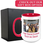 Personalized Coffee Mug, Custom Photo Text 15 Oz Ceramic Mug, Customized Picture Name Tea Cup, Unique Gift Idea, Taza Cafe Personalizadas Fotos, Cute Custom Gifts Mom Women Men, Mother's Day, Red