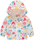 TUIJI Toddler Boys Girls Cartoon Print Zip Jacket Hooded Trench Lightweight Kids Coats Windbreaker Outdoor Cute Dust Coats