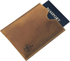 WANDERINGS Leather Passport Holder - Ideal for Travel - Handmade Genuine Leather Wallet with Passport Pocket and Card Slots - RFID Blocking for Security Against Data Theft