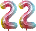 GOER Rainbow Foil Balloons Number 2,Huge Number Balloons for 2nd Birthday Party Supplies Anniversary Decorations (3 pcs,42 inch,32 inch,16inch)