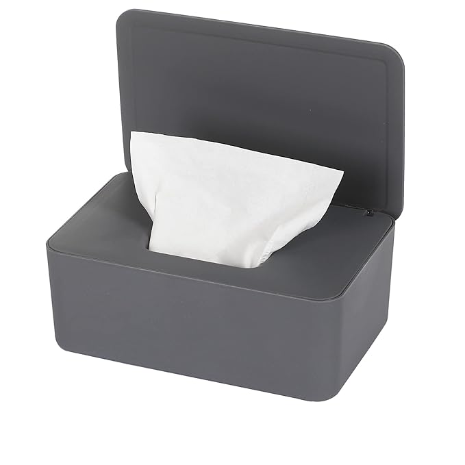 NOVWANG Wipes Dispenser, Baby Wipe Holder, Keeps Wipes Fresh, Refillable Wipe Container Baby Wipes Case for Bathroom Wipes Pouch Case (Deep Grey)