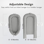 Infant Lounger, Baby Nest Cover for Baby Girls & Boys, Newborn Essentials for Baby 0-12 Months, 100% Cotton Breathable, Co Sleeper Portable Travel Bed (SlateGray, Cotton)