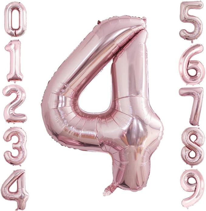 GOER 2 Pcs 42 Inch Rose Gold Foil Balloons Number 4,Huge Number Balloons for 4th 44th Birthday Party Supplies Anniversary Decorations