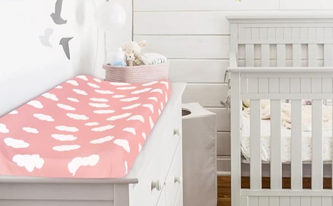 Changing Pad Cover Girl, Diaper Changing Pad Covers 4 Pack, Fitted Baby Changing Table Sheets for 32''×16'' Change Table Pad, Cradle & Bassinet Sheets, Soft & Breathable