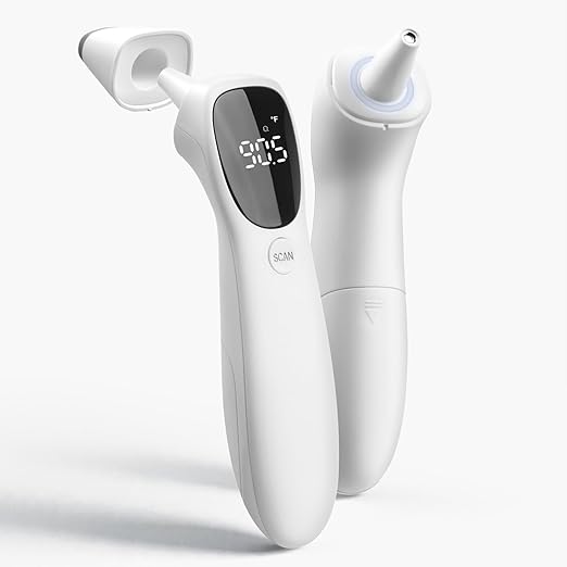 huangirl Touchless Thermometer, Digital Forehead Thermometer for Adults with Fever Alarm, Large LED Digits, 3-in-1 Non Contact Infrared Ear, Forehead & Touchless Thermometers
