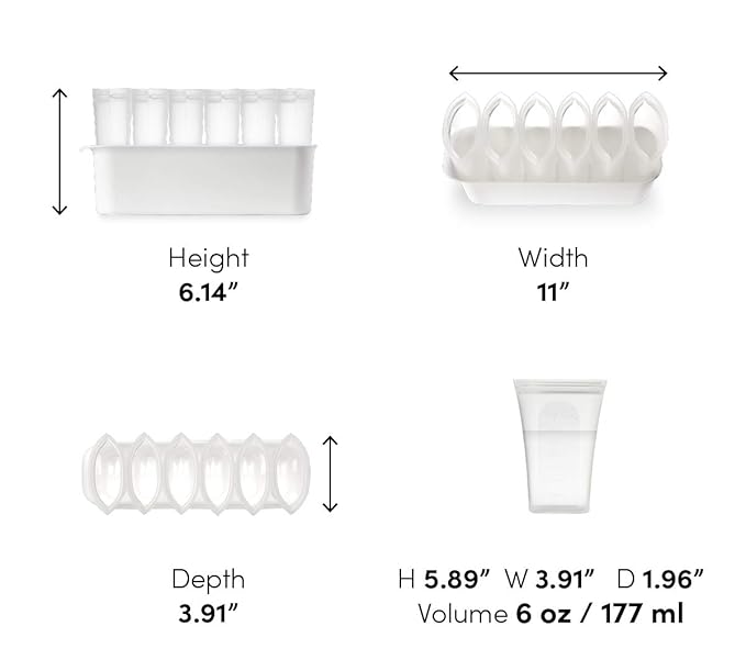 Zip Top Reusable 100% Platinum Silicone Breast Milk Storage, Made in the USA - Bag Set of 6 + Freezer Tray