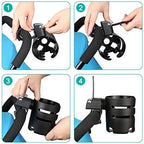 Accmor Stroller Cup Holder with Adjustable Strap, 360 Degree Rotatable Universal Cup Holder for Uppababy, Nuna, Doona Stroller, Drinks Holder for Wheelchair, Walker, Rollator