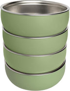 Monkey Proof™ Non-Toxic Stainless Steel Child Bowl 5” with Non-Slip Silicone Shell, (Set of 4 bowls) Unbreakable, Mess Free Feeding for Babies, Toddlers, Kids, BPA free (Sage Green)