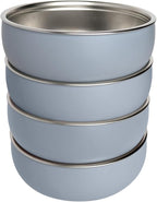 Monkey Proof™ Non-Toxic Stainless Steel Child Bowl 5” with Non-Slip Silicone Shell, (Set of 4 bowls) Unbreakable, Mess Free Feeding for Babies, Toddlers, Kids, BPA free (Misty Blue)