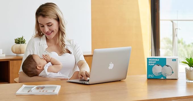 Paruu P10 Hands-Free Breast Pump Wearable, 338mmHg Strong Suction, Low Noise, 4 Modes & 9 Levels, Electric Breast Pump Portable, Smart Display, 19/21/24/28mm Insert/Flange, 2 Pack (White)