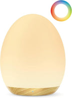 JolyWell Night Light for Kids, Baby Egg Light with 7 Colors Changing Mode & Stepless Dimming, Nursery Night Lamp BPA Free,Rechargeable Egg Night Light for Breastfeeding 1h Timer & Touch Control, Wood