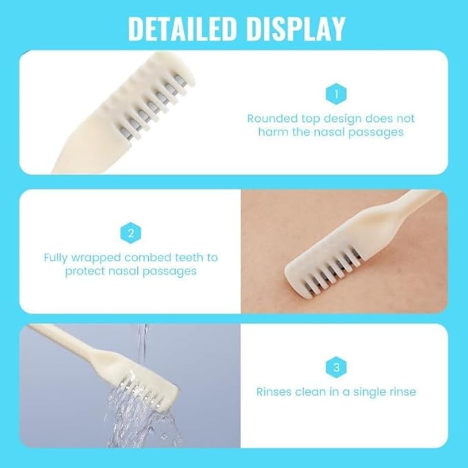 Double Sided Nose Hair Knife, 2-in-1 Nasal Hair Cutter, Nostril Hair Remover Tool, Portable Manual 360° Rotating Nose Hair Trimmer with Ear Picker for Women Men (3Pcs)