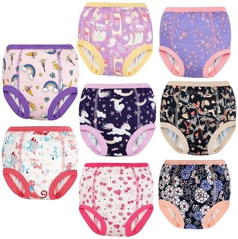 MooMoo Baby 8 Packs Potty Training Pants Cotton Absorbent Training Underwear for Toddler Boy and Girls 2T-9T