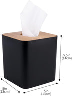 MOCHTERO Tissue Box Cover,Tissue Holders,Tissue Box Holder for Bathrooms,Bamboo Cover Plate,Home and Office,5 * 5 * 5.4in (Black)