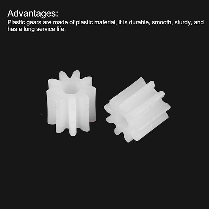 MECCANIXITY 30 Pcs Plastic Gears 9 Teeth Plastic Motor Gear Model 92A Reduction Gear for RC Car Model DIY Robot (White, Module 0.5)