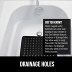 GORILLA GRIP Patented Bath Tub Shower Mat, Machine Washable Bathtub Floor Liner Mats, Suction Cups and Drain Holes to Keep Tubs Clean, Soft on Feet, Bathroom Essentials, 35x16 Inch, Black