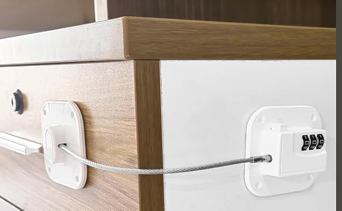 Refrigerator Lock,Combination Lock for Refrigerator Cabinets,Heavy Duty Fridge Lock,Child Safety Cabinet Locks,Easy Install No Keys Needed (White 2pcs)