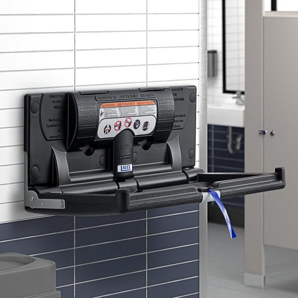Commercial Baby Changing Station, Wall-Mount, Black, 34.25W x 15.38H inches, 50 lb Capacity