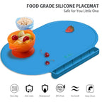 Kids Silicone Placemats, Baby Placemats with Food Catching for Kids Toddler Children Reusable Non-Slip Table Mats Baby Food Mats for Restaurant, 2Pack, Blue/Gray