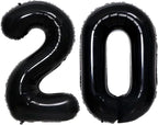 GOER Number 20 Balloons for 20th Birthday Party Decorations,42 Inch Jumbo Foil Helium Balloons for 20th Anniversary (Black)